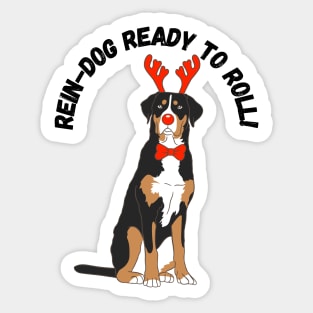 Rein-dog Ready to Roll! Christmas dog Sticker